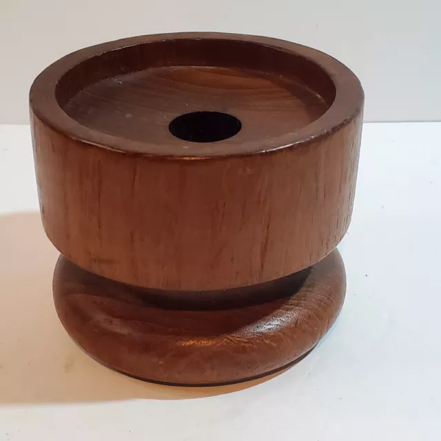 Kalmar Designs Teak Wood Round Pillar Taper Candle Holder Mid Century Modern