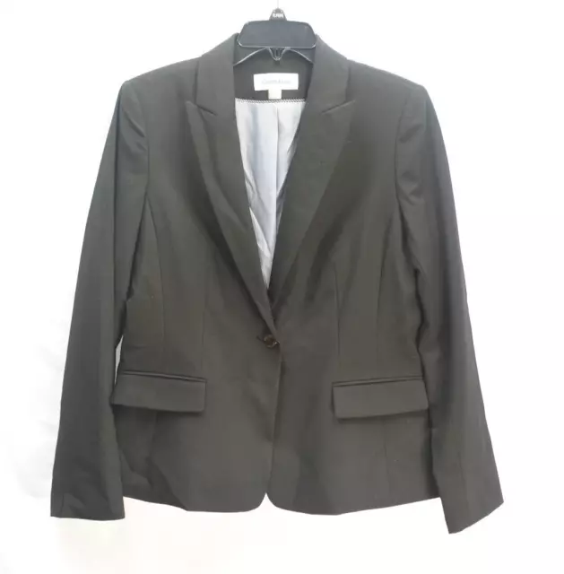 Calvin Klein Womens Size 8 | M Black Peak Lapel Single Button Blazer Suit Jacket