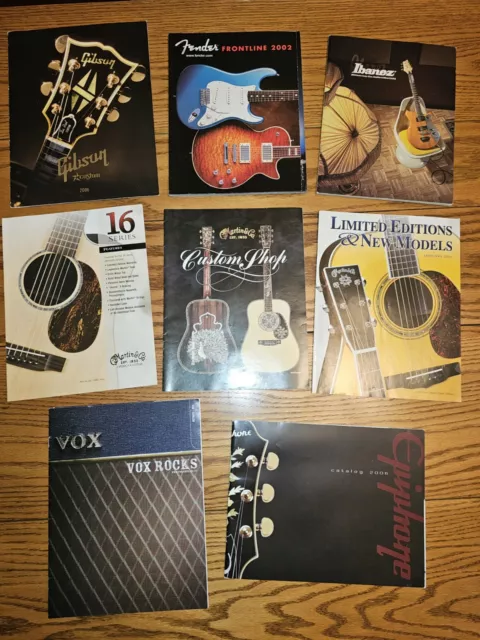 Lot Of (8) Vintage Guitar Catalogs- Martin, Fender, Gibson, Epiphone, Ibanez...