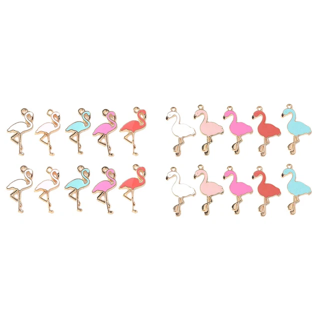 Schmuckherstellung baumeln Perlen Flamingo Charms Emaille Anhänger