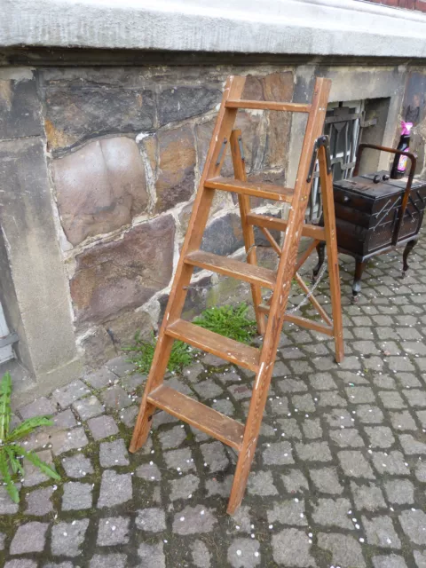 alte kleine Holzleiter Leiter aus Holz Raum Dekoration Rankhilfe Garten Terasse 2