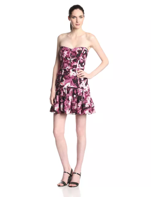 NEW Parker Size M Women's Britney Rosewood Floral Strapless Silk Dress