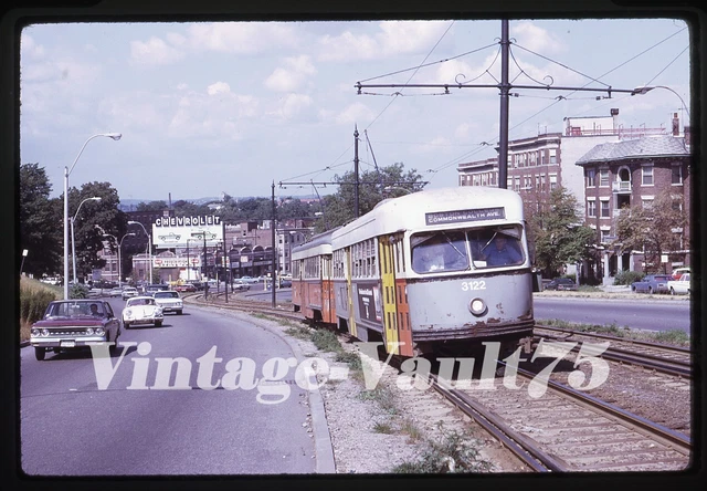 Original Slide Trolley 3122 Mbta Boston Kodachrome 1970