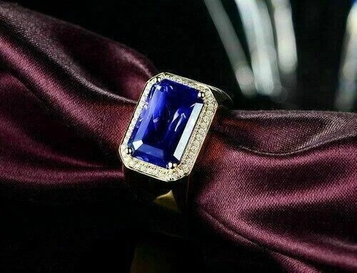 2Ct Lab-Created Blue Sapphire Men's Engagement Pinky Ring 14K Yellow Gold Plated