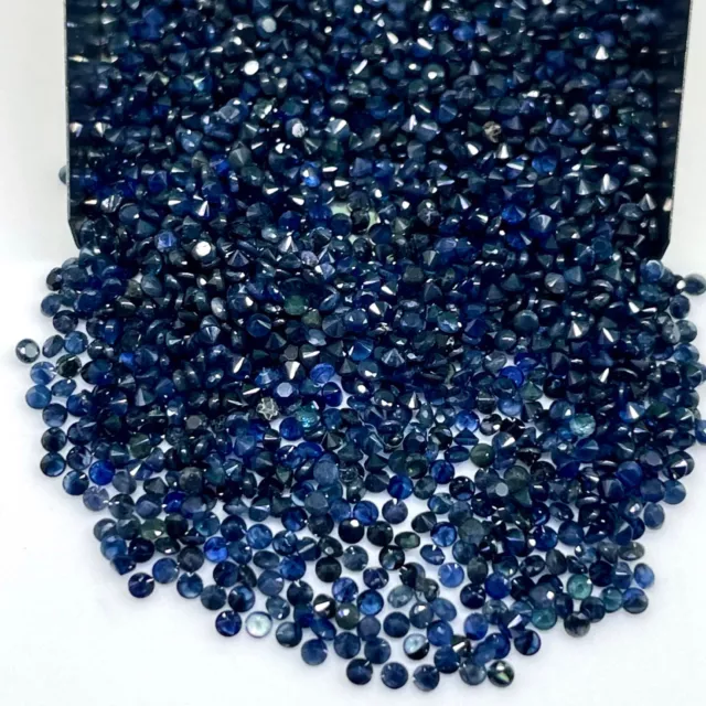 100 Pcs Natural Blue Sapphire 1.6mm Round Cut Calibrated Loose Gemstones Lot