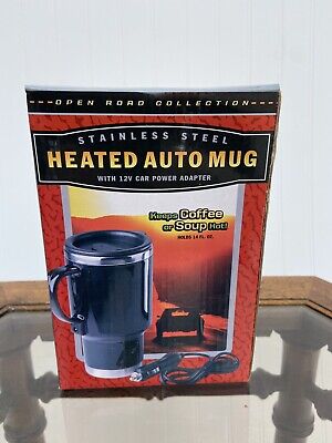 Stainless Steel Heated Auto Mug Coffee Soup Warmer & 12v Car Power Adapter STL