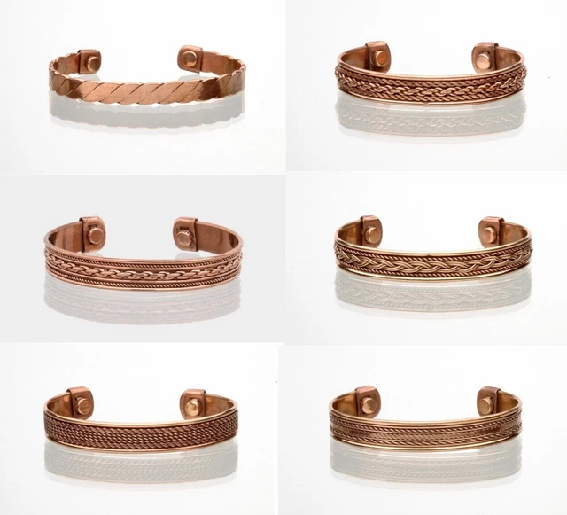 Brazalete Magnético de Cobre Artritis Terapia del Dolor Brazalete Energético Hombres Mujeres 12p