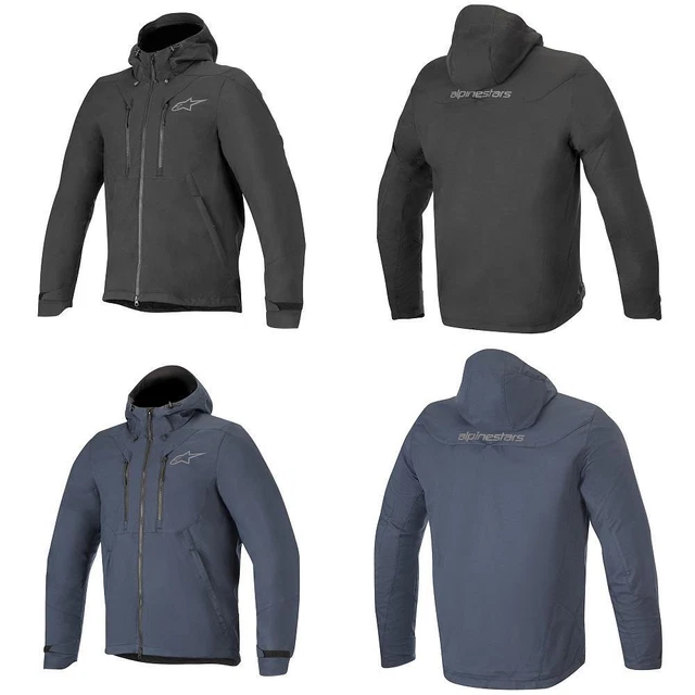 Felpa con cappuccio da moto rinforzata Alpinestars Domino Tech CE ventilata nera blu