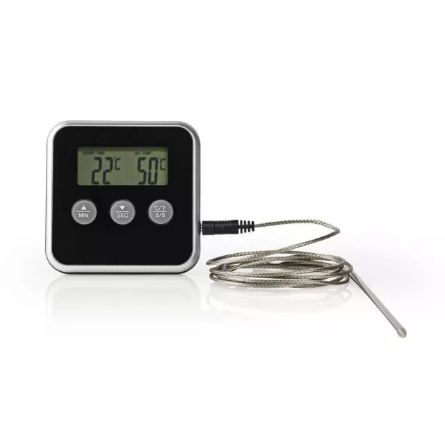 Digitale Sonde LCD Thermometer Temperatur Kochen BBQ Fleisch Geflügel Lebensmittel schwarz