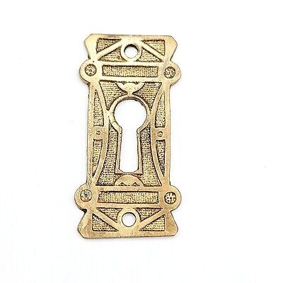 Vintage Ornate Bronze Skeleton Key hole Escutcheon Salvage Hardware 2 1/8"