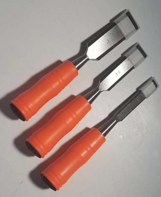 3 Buck Bros. WOOD CHISELS 1 Inch , 1/2 and 3/4 inch NEW OPEN BOX Super SHARP