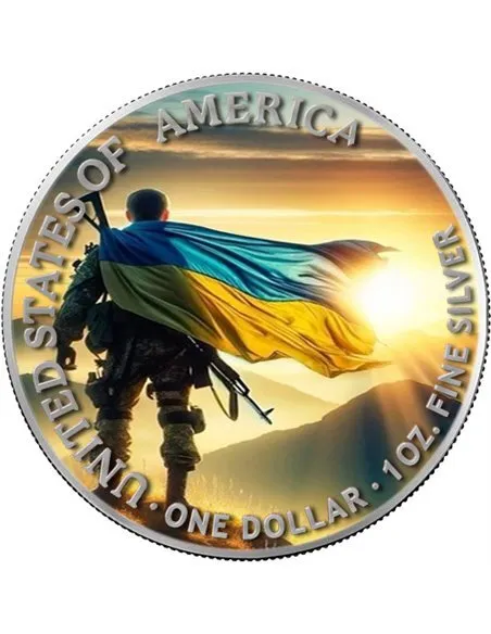 UKRAINE Sunset War Walking Liberty 1 Oz Silver Coin 1$ USA 2024