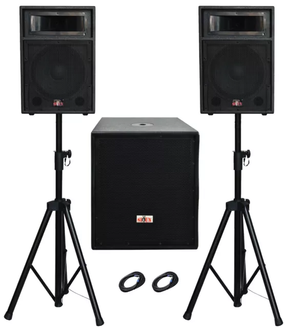 2.1 Aktiv- PA DJ MUSIKER Set mit 46cm/18"  Subwoofer, 2x 38 cm PA Box  1000 watt