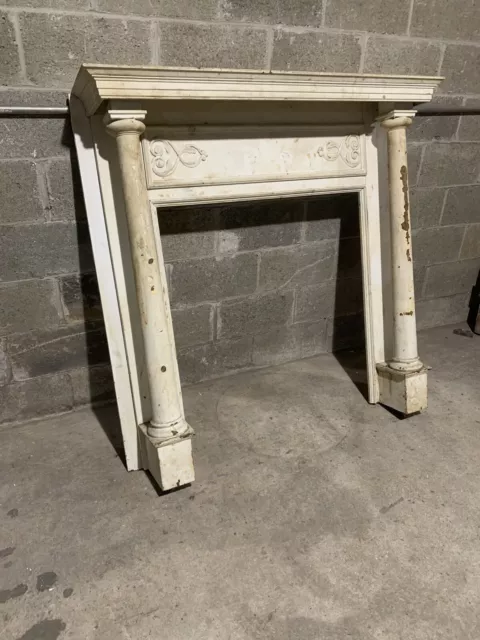 ~ Antique Oak Fireplace Mantel With Columns ~ 51 X 50 ~ Architectural Salvage
