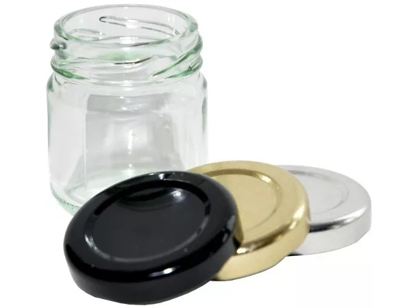 Round Jar Glass Mini Jam Marmalade Honey Wedding Favours 1.5oz 41ml with Lids