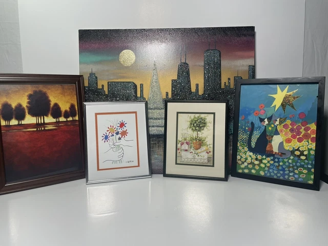 Framed Painting Prints | Lot Of 5 | Various Size Frames And Designs