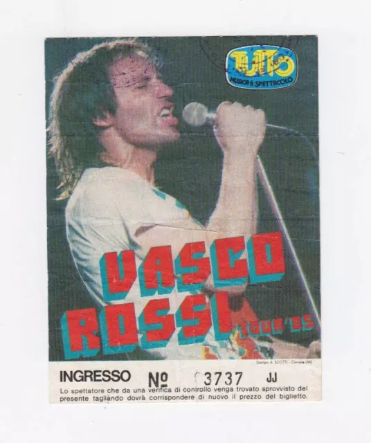 Biglietto Ticket VASCO ROSSI TOUR 85 Cosa succede in citta' Concerto Torino 1985