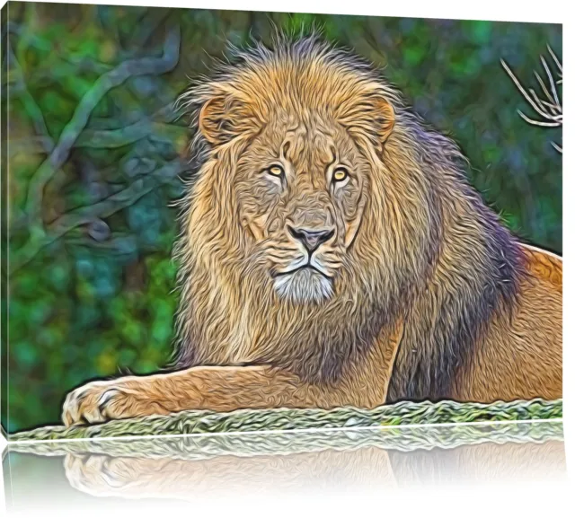 Majestueux Lion Sur Pierre Image de Toile Décoration Murale Impression