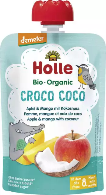 12 x Holle Croco Coco pouchy - Apple & Mango with coconut, 100g