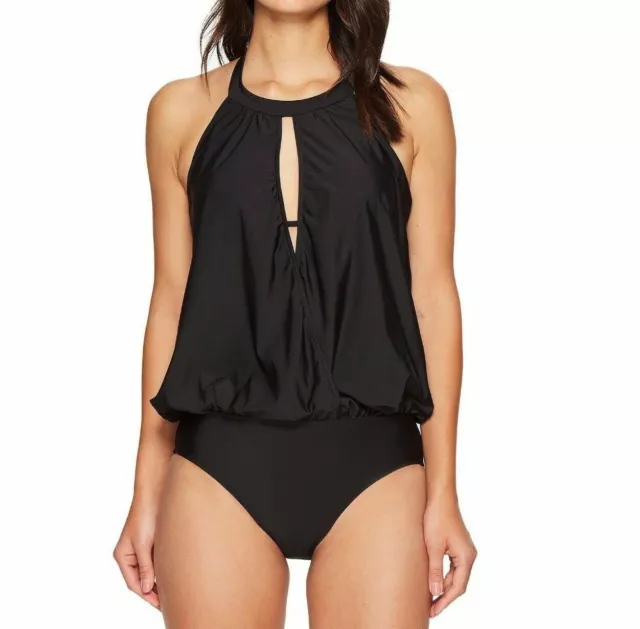 Athena Cabana Solids Alexandra Underwire One-Piece Swimsuit Black Size Medium -