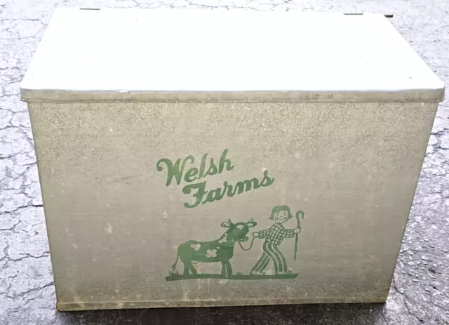 Vtg Welsh Dairy Farms Nj Galvanized Metal Milk Bottle Porch Box Cooler