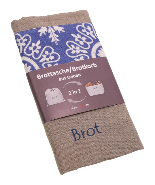 Slowroom 203 Brottasche azur | 30x34cm | Atmungsaktiv | Antibakteriell | Leinen 2