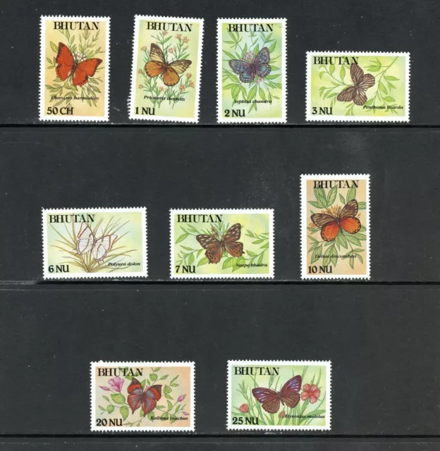 R1308 Bhutan 1990 Schmetterlinge Short-Set 9v. MNH