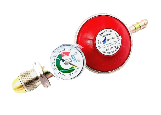 Regolatore Di Pressione Gas 37 MBar Con Manometro - Per Bombole Gas, Barbecue E Bruciatori - Foto 3