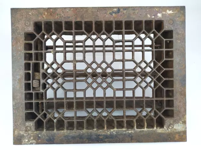 Cast Iron Floor Register Heat Grate 14x11" Louvered Box Fits 12x9" Vent Restore