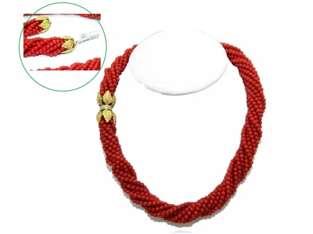 Necklace in Gold 18k of 750 Gold with RED Coral Natural and Genuine ITALY Women