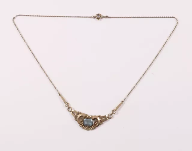 Antik-  Collier Kette mit blauem Stein um 1900 signiert Oresto