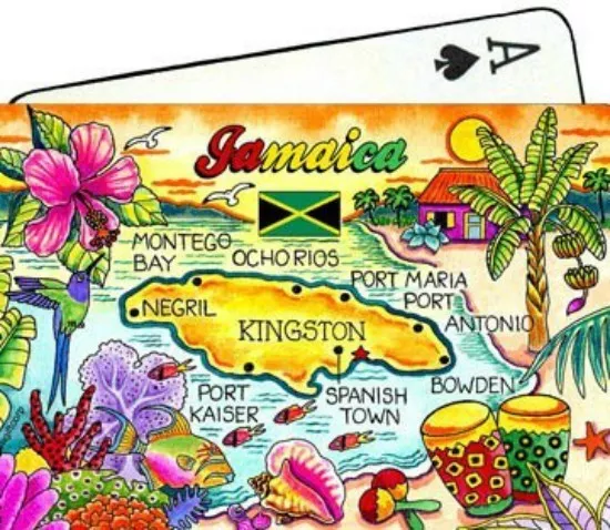 Jamaica Map Caribbean Collectible Souvenir Playing Cards