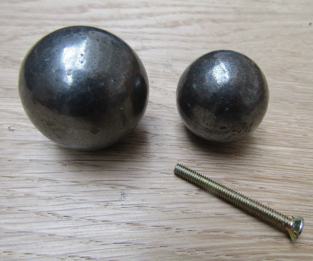 CANNON BALL  -Cast iron vintage cabinet cupboard chest drawer knobs pull handles
