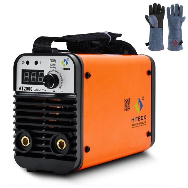 HITBOX ARC Welder 200AMP 110V 220V Dual Volt MMA Stick Welding Machine & Gloves