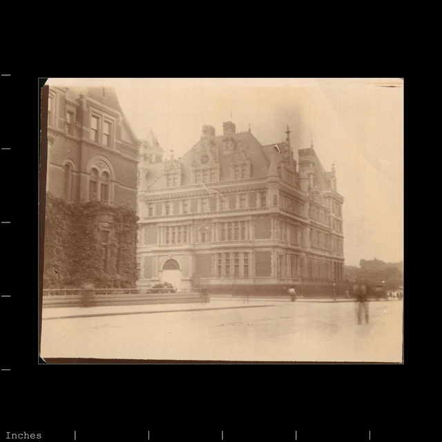 Old Vintage Photo STREET SCENE BUILDINGS BLURRY MAN GHOST MOTION BLUR ABSRACT