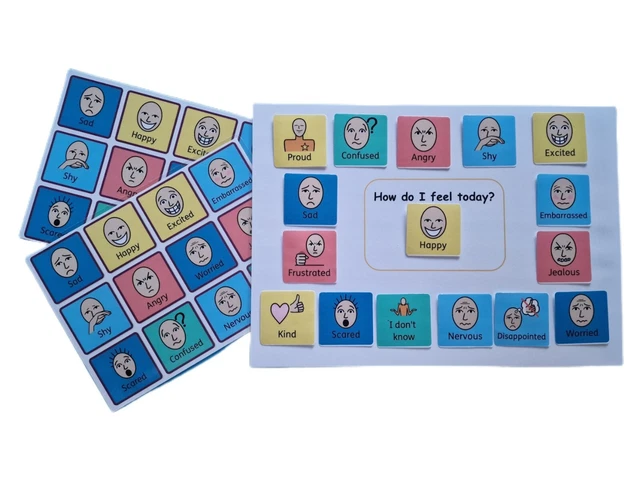 FEELINGS AND EMOTIONS Chart for Visual Learners, Toddlers, SEN, Autism ...