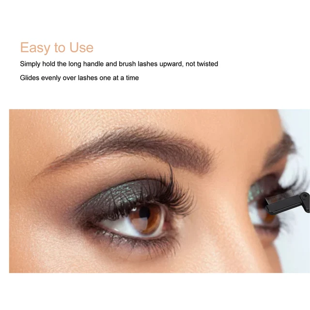 Eyelash Comb Foldable Stainless Steel Teeth Mascara Applicator Eyebrow Groom Ggm