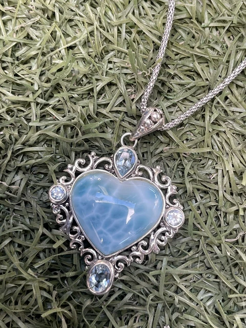 Magnifique collier larimar Ts baroque et pendentif - Collier/Larimar