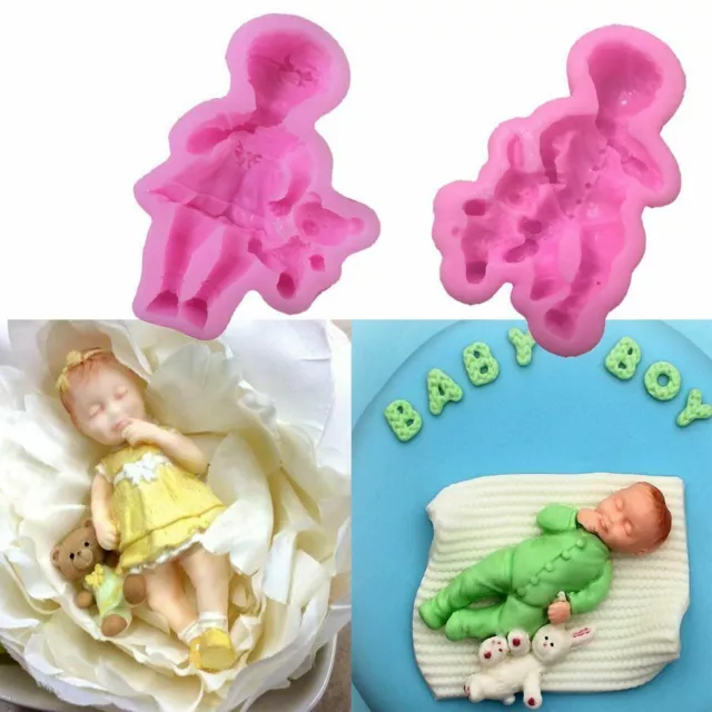 Baby Girl Boy Fondant Cake Topper Mold Chocolate Candy Baking 3D Mould Silicone