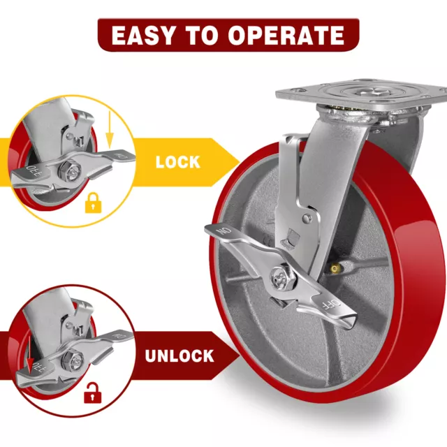 8 Inch Caster Wheels Heavy Duty,Capacity 1500-6000LB 3