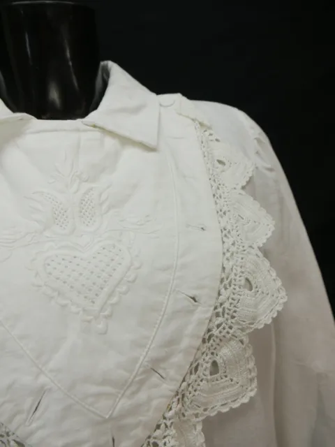 Camicia folcloristica taglia 42 bianca camicetta per Dirndl HV cotone pizzo ricamo TB9043 2