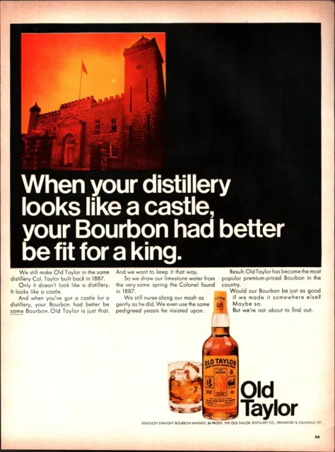 Vintage advertising print Alcohol Old Taylor Distillery Castle fit for King 1967