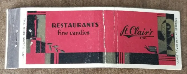 Vintage Matchbook Cover...St Clair’s Restaurants & Fine Candies of Boston (& NE)