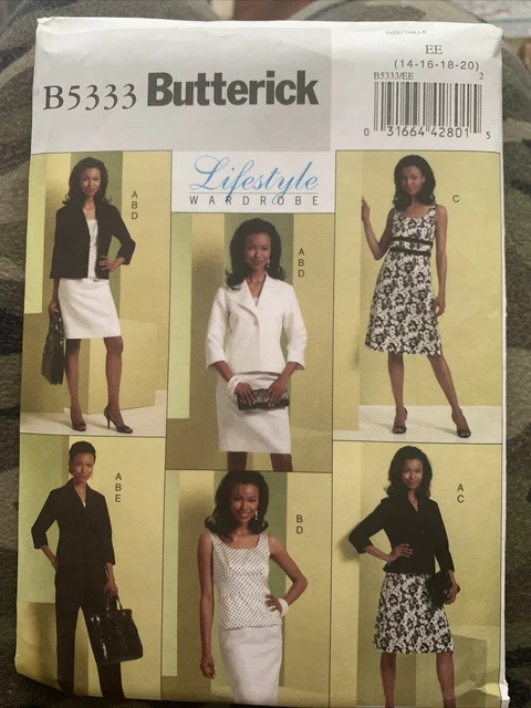 B5333 Butterick Jacket Dress Skirt Pants Top Sewing Pattern Sz 14-20 Uncut