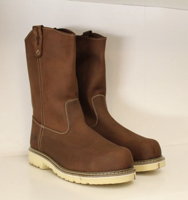 IRON AGE MENS Boots Sz 13 W Solidifier Brown Leather Comp Toe EH