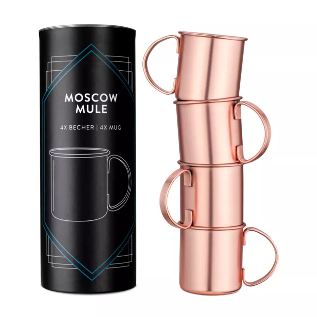 Set 4x taza chapada en cobre para Moscow Mule bebidas frías cerveza de 475 ML