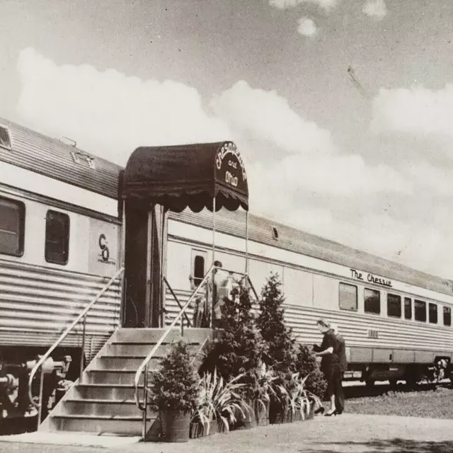 Chicago Railroad Fair 1949 Chessie Club Dining Car Train Railway Postcard D231