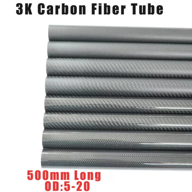 3K Carbon Fiber Tube OD 5 6 7 8 9 10 11 12 13 14 15 16 17 18 19 20 x L500MM Roll