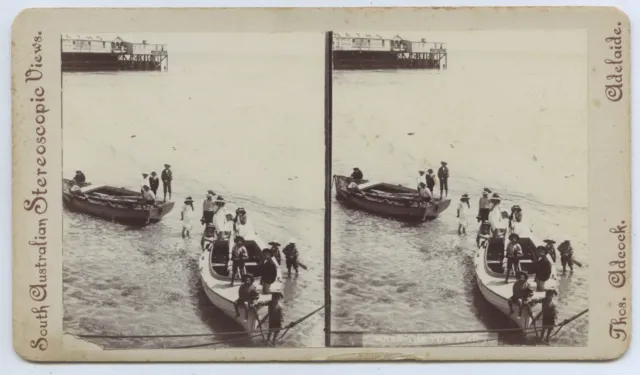 1885 South Aust Stereo View Children Boats Semaphore Adelaide Thos Adcock M871