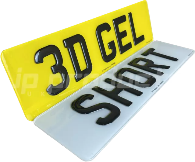 6 Digits 16" Short Size 3D Gel Pair Of Number Plates Road Legal Car Van Mot Reg